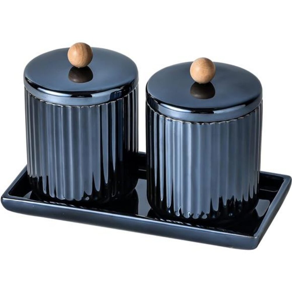 Qtip Holder Bathroom Set with Tray (3PCS)